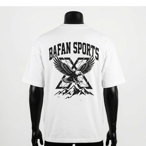 T-shirt en coton coupe ample pour homme, blanc, imprimé graphique surdimensionné, logo personnalisé, 100% coton, coupe ample, imprimé. - Product Image 6