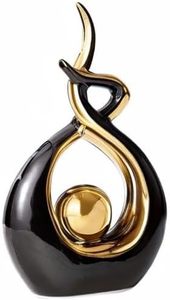 Statue d'art abstraite moderne en céramique noire dorée pour la décoration intérieure Centre de table Salle à manger Salon Bureau Décoration de Noël - Product Image 3