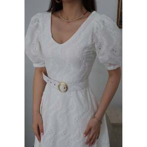 Robe col V blanc cassé - Ecru - Product Image 4