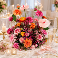 Arrangement floral romantique le plus vendu pour la décoration de réception de banquet, centre de table artificiel pour mariage