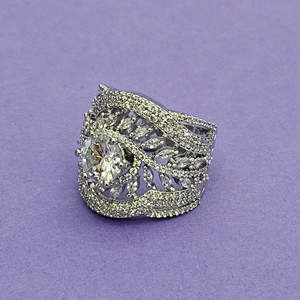 Bague classique faite à la main avec bijoux en CZ plaqué rhodium Mehndi 2 tons pour les grossistes soucieux de la mode en Inde - Product Image 3