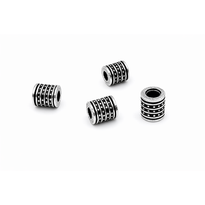 Cuentas espaciadoras cilíndricas chapadas en plata de ley 925, hechas a mano, para fabricación de joyas, tamaños 3mm, 4mm, 8mm en bolsas - Product Image 1