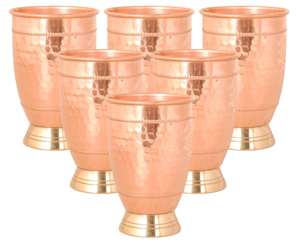 Gobelet en verre et cuivre artisanal, élégant, en métal, pour l'eau, le jus et les cocktails - Product Image 3