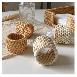 Servilletero de ratán Natural ecológico hecho a mano, accesorio de mesa rústico tejido, conjunto de decoración de boda para comedor - Product Image 5
