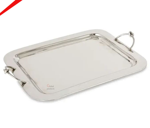 Plateau de service de forme ronde en cuivre avec deux poignées dorées les plus vendues - Product Image 2