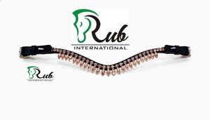 Cintas para la Cabeza de Cuero de Alta Calidad, Diseño Personalizable, Acolchadas, Forma de V, Cristales Grandes en Forma de Navette, Brillantes, Ajuste Cómodo para Caballos - Product Image 3