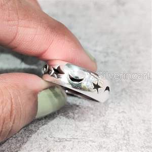 Anillo de Hombre, Anillo Sencillo de Plata, Anillo Sencillo y Pesado, Anillo de Sello con Luna Creciente, Anillo Antiestrés, Joyería Hecha a Mano Personalizada, Anillo de Plata Maciza 925 - Product Image 5