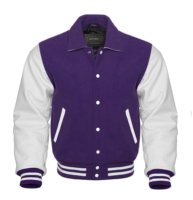 Nouvelle veste universitaire d'hiver pour homme, style baseball, en toile, col montant, à capuche, violet et blanc, toutes tailles disponibles, article en promotion
