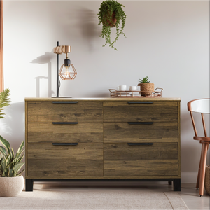 Corsi <b>6</b> <b>Drawer</b> Chest Solid Oak MDF Wood French European Design for Living Room Dining Hotel Use Featuring Storage Features - Product Image 1