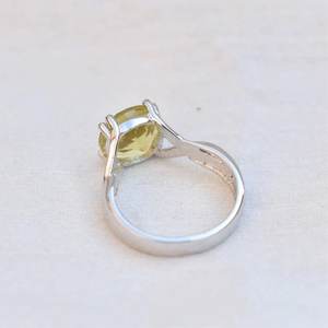 Lemon <b>Quartz</b> Stone 925 Silver Classic Romantic Design <b>Ring</b> Women Fine Jewelry Wholesale Bulk - Product Image 6
