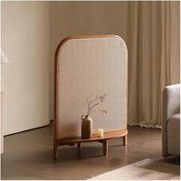 Paravent de séparation d'espace en rotin naturel fait à la main avec étagère de présentation, écran de séparation décoratif en rotin