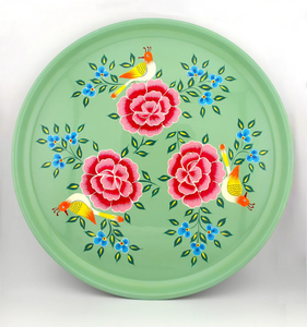 Placa de acero inoxidable Diseño floral decorativo Precio superior Vajilla Placa de artesanía usada - Product Image 5