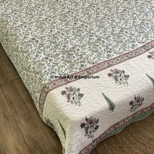 Wholesale Hand Block Printed Knitted Eco-Friendly Cotton <b>Quilted</b> Bedspreads Bedcover - Product Image 3