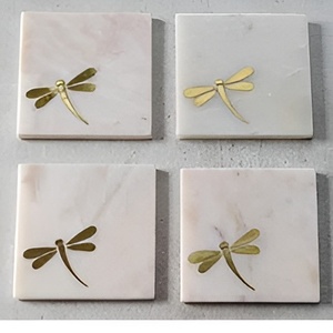 ที่รองแก้วลายหินอ่อนและหินอาเกตที่รองแก้วจากอินเดีย - Product Image 1