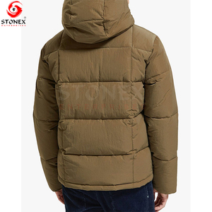 Chaqueta acolchada con logotipo personalizado de alta calidad para hombre, moda de invierno, cuello levantado, cremallera, prendas de vestir, abrigo informal de burbujas, lona, venta al por mayor - Product Image 3