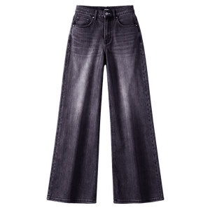 Jean en denim taille haute pour femme, coupe large, délavé vintage, ample, écologique, imperméable, respirant, mode décontractée d'été - Product Image 5