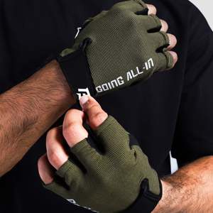ถุงมือครึ่งนิ้ว Vortex Grip สีเขียวมะกอก สำหรับออกกำลังกาย ปั่นจักรยาน ทำจากโพลีเอสเตอร์และหนัง พร้อมคุณสมบัติการยึดเกาะมือสำหรับยกน้ำหนัก - Product Image 6