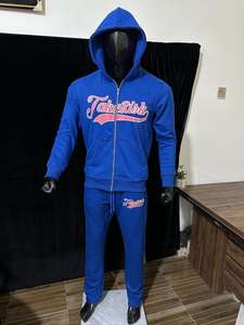 Haute qualité sweats à capuche et pantalons de survêtement ensemble hommes personnalisé deux pièces poids lourd 400 GSM fermeture éclair à capuche ensemble hommes survêtement survêtement - Product Image 5