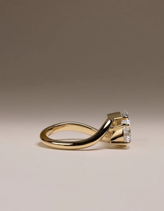 1.50 carat rond et poire taille laboratoire diamant cultivé deux pierres bague de fiançailles femmes mariages bijoux fins 14K or jaune - Product Image 4