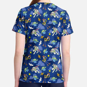 Uniforme Médico Cómodo y Elástico de Alta Calidad para Enfermeras y Doctores, Conjunto de Uniforme con Cuello en V, Mangas Cortas y Pantalones Jogger Unisex - Product Image 4