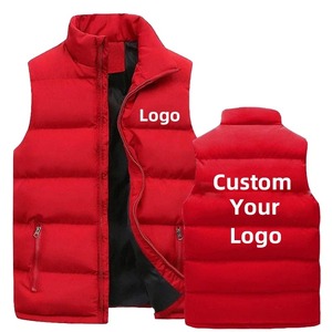Custom Men's Waistcoat & <b>Jackets</b> Thick Stand Collar Solid Color Canvas Duck Winter <b>Jacket</b> Logo Pattern Decoration Cotton Vest - Product Image 3