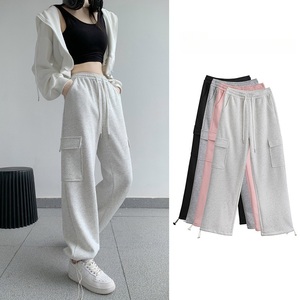 Street Style Sweatpants for <b>Women</b> Relaxed Fit Stylish Cargo <b>Trousers</b> Soft Fabric Casual <b>Trousers</b> for Daily Wear - Product Image 3