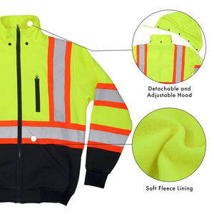 Haute qualité Super Visible Hivis réfléchissant sécurité sweat veste haute visibilité sweats à capuche travail uniforme pour la vente en gros - Product Image 6