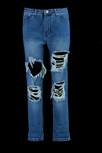 2024 nouveau Design Logo personnalisé détruit hommes jean skinny déchiré Style pantalon usine en gros personnalisé pantalons de rue - Product Image 4