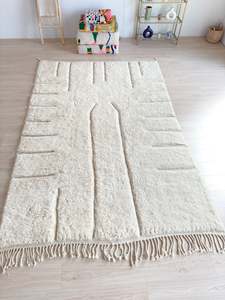 พรมขนสัตว์โมร็อกโกเบนีอูเรน ทำมือ ทอมือ ลายตารางสีน้ำตาล สำหรับห้องนั่งเล่น ห้องรับประทานอาหาร รับสั่งซื้อจำนวนมาก - Product Image 2