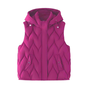 Vêtements d'extérieur hiver gilet nouveau gilet bouffant veste vêtements d'extérieur utiliser meilleure vente femmes sans manches en gros toile vers le bas coton - Product Image 5