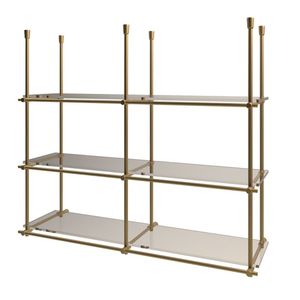 Estantes de latón dorado pulido para decoración de pared de oficina que proporcionan almacenamiento con estilo de acabado moderno de lujo - Product Image 1