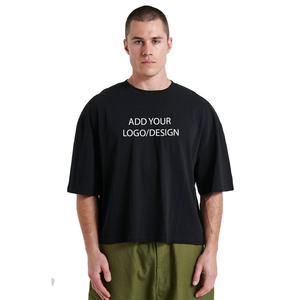 Boxy ajusté du fabricant personnalisé 100% coton T-shirts pour hommes T-shirts lourds grande taille pour hommes avec impression DTG graphique recadrée - Product Image 1