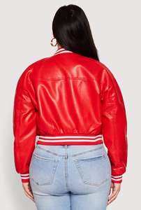 Chaquetas Varsity de mujer personalizadas con estilo, chaquetas de punto de calidad superior Varsity Jassts a la venta, características transpirables, Color Rojo - Product Image 2
