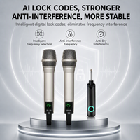 Ensemble de microphones dynamiques sans fil portatifs, système numérique FM à 2 canaux, faible latence, anti-interférences, pour amplificateur de haut-parleur PA