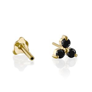 Pendientes de Diamante Negro con Tres Piedras en Engaste de Tres Puntas para Mujer - Product Image 2