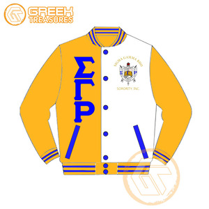 Chaqueta universitaria bordada de satén Sigma Gamma Rho personalizada, chaquetas de mujer de ropa griega transpirable de alta calidad para hermandad - Product Image 4