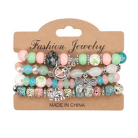 Perhiasan Fashion Bohemian Gelang Manik-Manik Hewan untuk Wanita, Gelang Liontin Kupu-Kupu Warna-Warni, Gajah, dan Jangkar untuk Anak-Anak