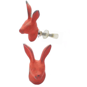 Poignée de meuble rouge lapin en fonte de qualité pour cuisine, chambre à coucher et armoires, tiroirs et commodes - Product Image 2