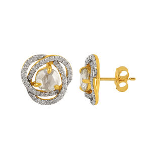 Pas cher prix promotion cadeau plaqué or 925 argent sterling zircon pierre blanche boucle d'oreille pour les femmes bijoux de mode - Product Image 1