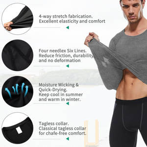 Alta calidad Casual verano invierno gimnasio entrenamiento camisa manga larga poliéster Spandex gimnasio Slim Fit camisa de compresión para hombres - Product Image 5