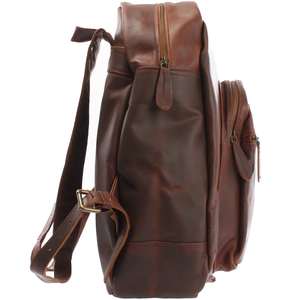 กระเป๋าเป้สะพายหลังแบบคาดตัวหนังแท้สีน้ำตาลขี้ผึ้งสำหรับทุกเพศกระเป๋าด้านนอกมีซิปรูปทรงเรขาคณิตมีช่องเก็บของหลักสำหรับตกแต่งตัวล็อค - Product Image 3