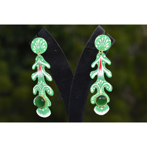 Pendientes de aro dorados para niñas y mujeres, partywear meenakari tradicional, con pasador de latón - Product Image 2