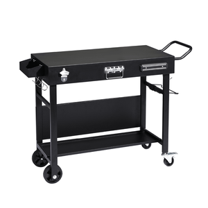 Portable Outdoor <b>Foldable</b> Grill Table Cart Wheels Food Prep Table Bottle Opener Seasoning Tray Rubbish Holder <b>BBQ</b> Brand New - Product Image 2