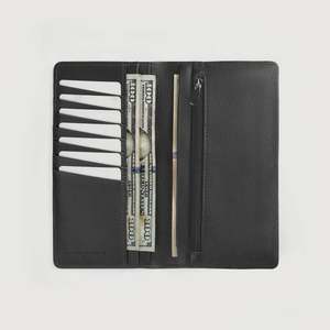 Cameron Lady's Short <b>Wallet</b> Genuine Black Leather Cowhide Lining Handmade RFID Feature Casual Style Logo Slim Open for Cash - Product Image 5