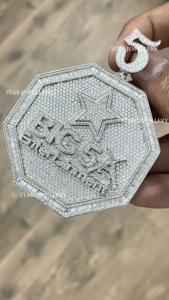 Colgante Personalizado Moissanite Logo, Colgante Personalizado VVS Moissanite Logo, Colgante Personalizado Moissanite, Colgante Plata Hip Hop Moissanite - Product Image 5