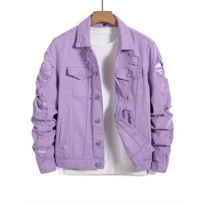 Nueva Chaqueta de Lona de Invierno Elegante para Hombre, Color Morado, Calefactable, Cortavientos, Transpirable, Talla Grande con Bolsillo - Product Image 1
