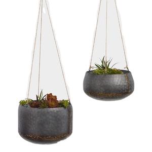 Cesta colgante de Metal para jardín, Juego de 2 plantas redondas galvanizadas con cadena - Product Image 1