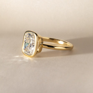 IGI Certified Sustainable Lab Created Bridal <b>Ring</b> 3 Carat Elongated Cushion Lab Grown Diamond <b>Solitaire</b> Engagement <b>Ring</b> 14K Gold - Product Image 2