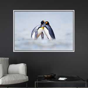 Printed <b>Canvas</b>: Cuddling Penguins Room Decor Art - Perfect Personalized Gift,1P:White <b>Framed</b> - Product Image 1