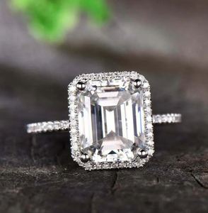 Bague de fiançailles et d'anniversaire en titane avec halo de moissanite 3 carats, style hip-hop unisexe, cadeau - Product Image 1